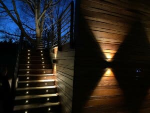 lights installed in footsteps landscape