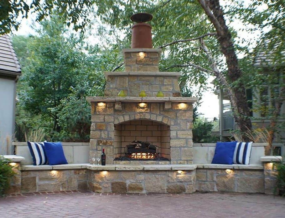 backyard fireplace design Kansas City