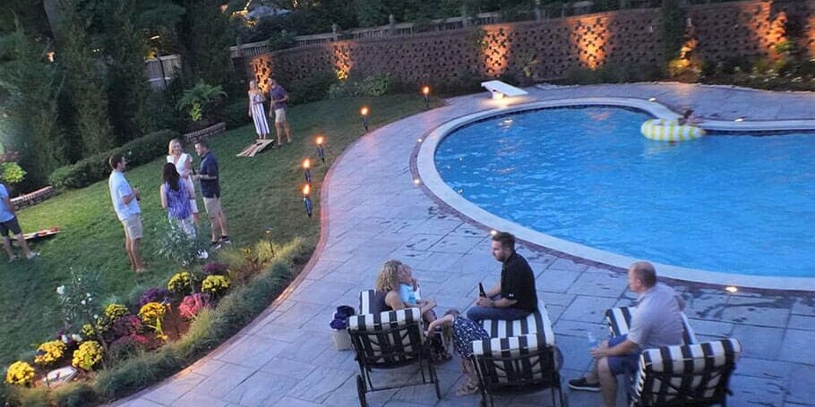 pool lighting installation Kansas City pool in garden area Kansas City