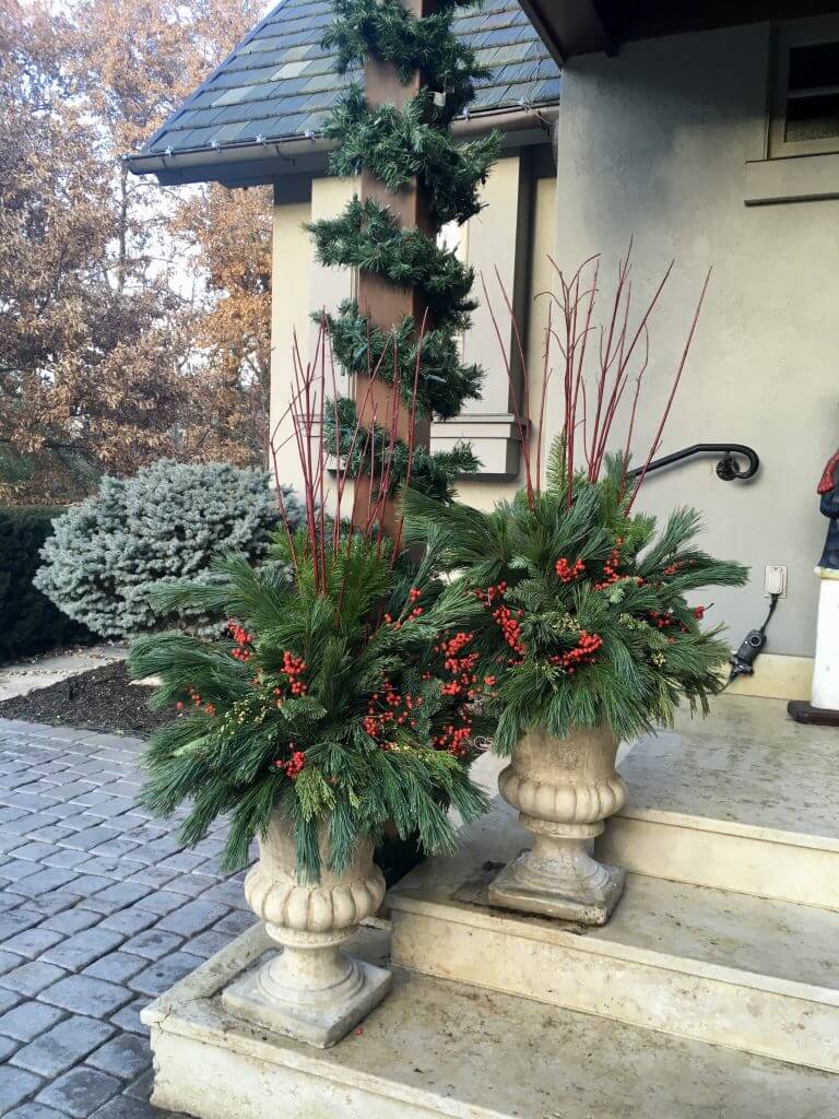 holiday flower pot installation Kansas City